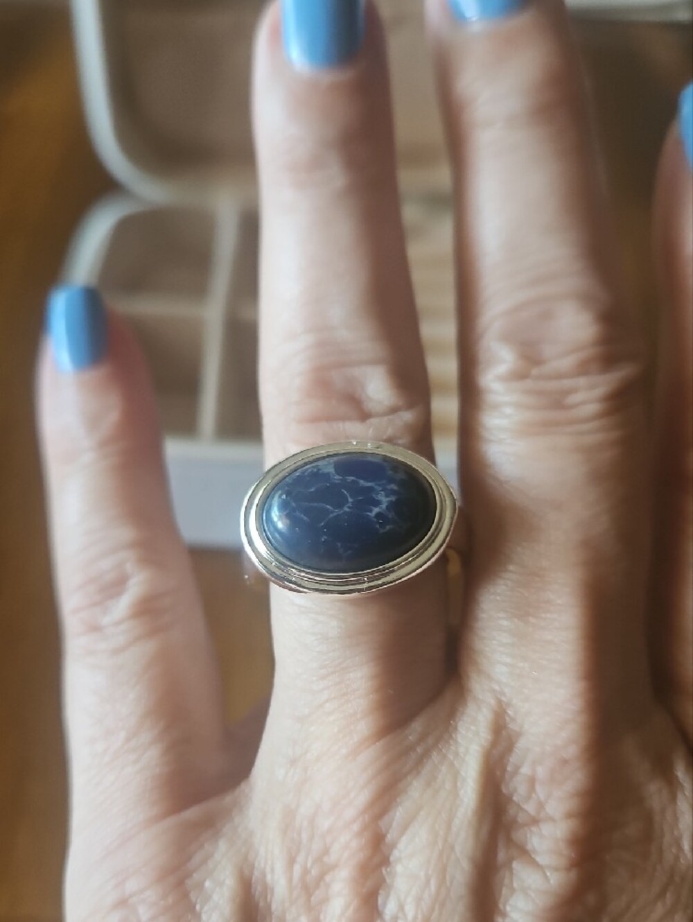4 For $15 Stretch Silver Ring with Blue Stone